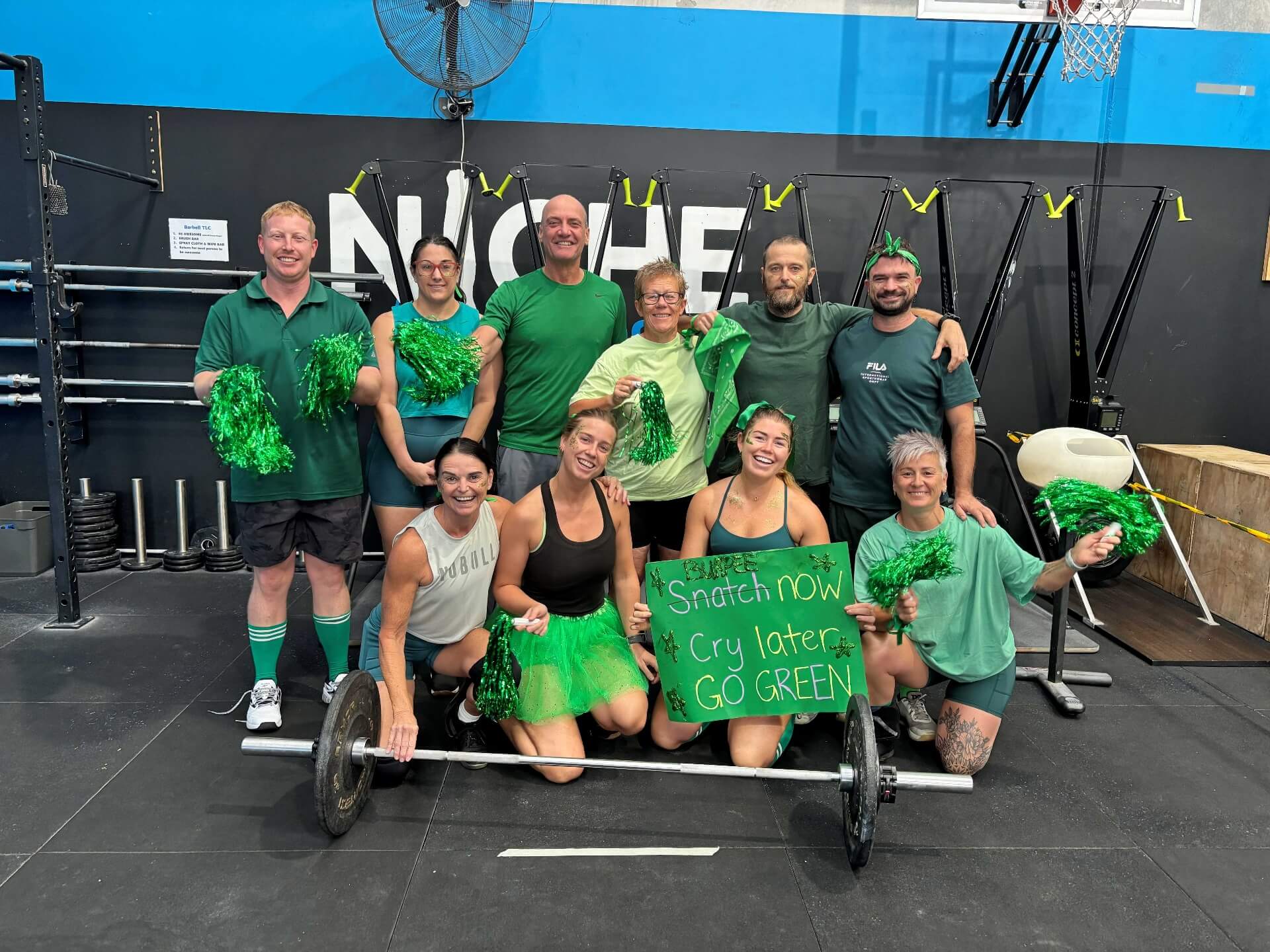 Members dressed up in green for a community event day